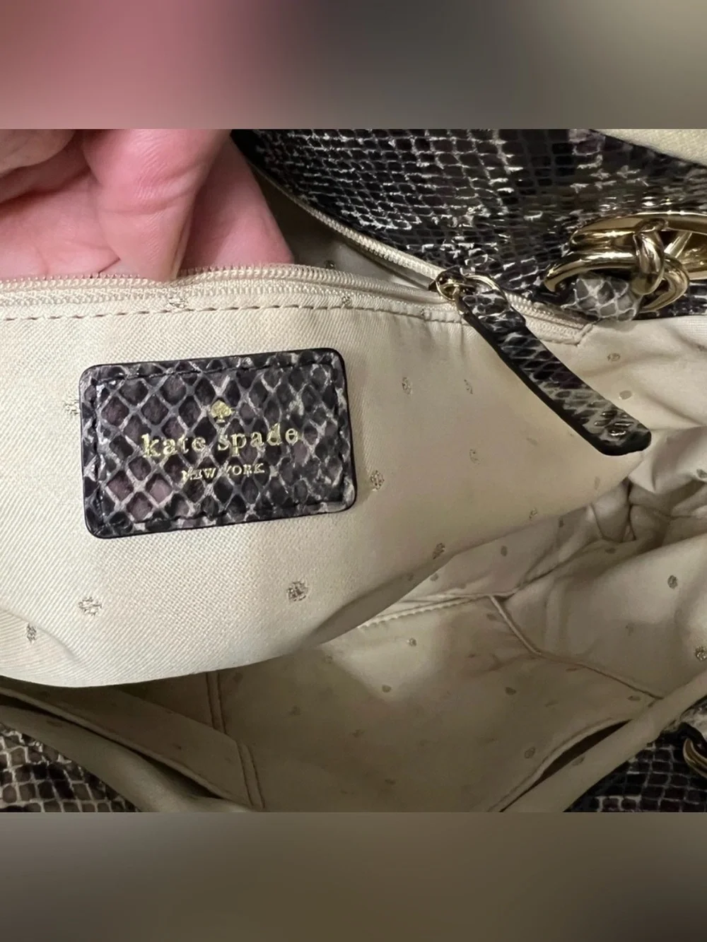 kate spade Neutral Snake-Print Chain Shoulder Bag